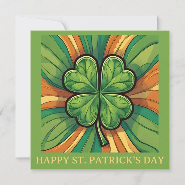 St. Patrick’s Day AI Generated Four Leaf Clover Holiday Card (Front)