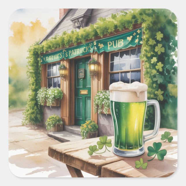 St Patrick’s Day Bar Pub Party Square Sticker (Front)