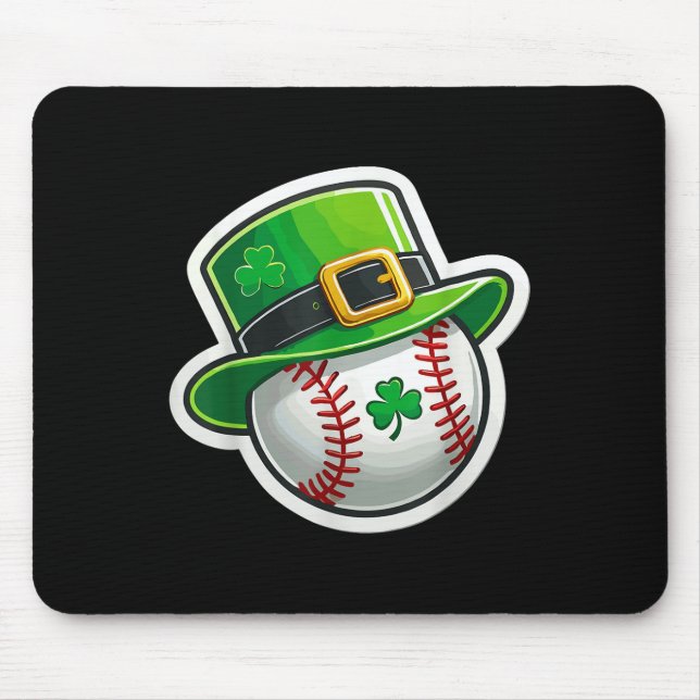 St. Patrick’s Day Baseball Clover Hat Lucky Shamro Mouse Pad (Front)