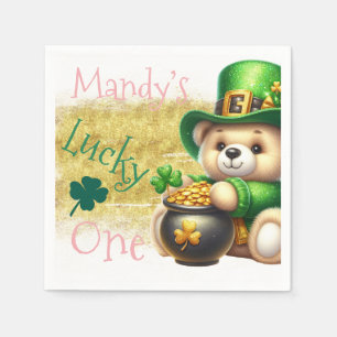 St.Patrick’s Day Bear Gold Birthday Lucky One Napkin