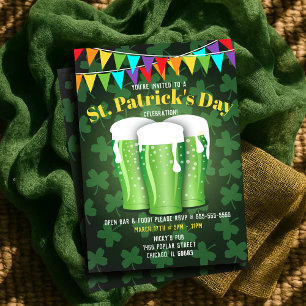 St Patrick’s Day Beer Party Green Shamrock Invitation