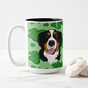 St. Patrick’s Day Bernese Mountain Dog   Two-Tone Coffee Mug