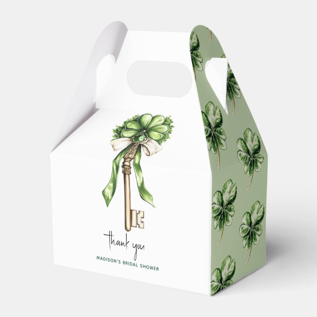 St. Patrick’s Day Bridal Shower Gold Key & Clover Favour Box (Front Side)