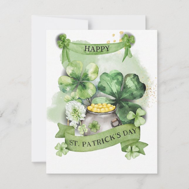 St Patrick’s Day Card Lucky Shamrock (Front)