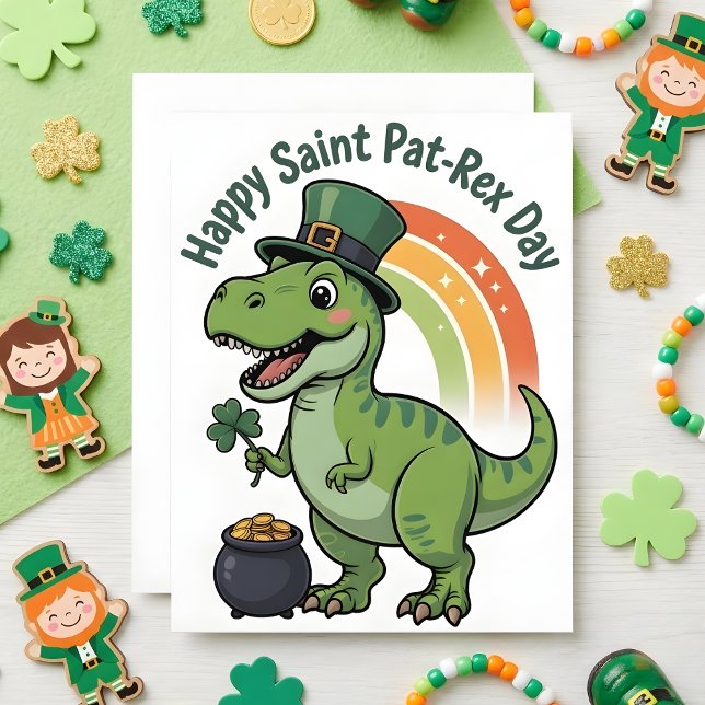 St Patrick’s Day Card Pat Rex Dino (Creator Uploaded)