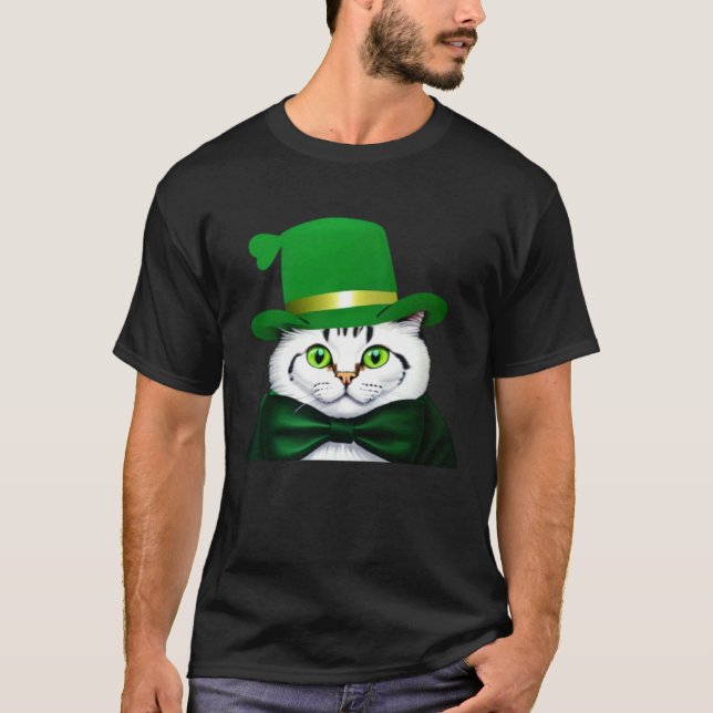 St Patrick s Day Cat  Cute St Paddys Dat Cat T-Shirt (Front)