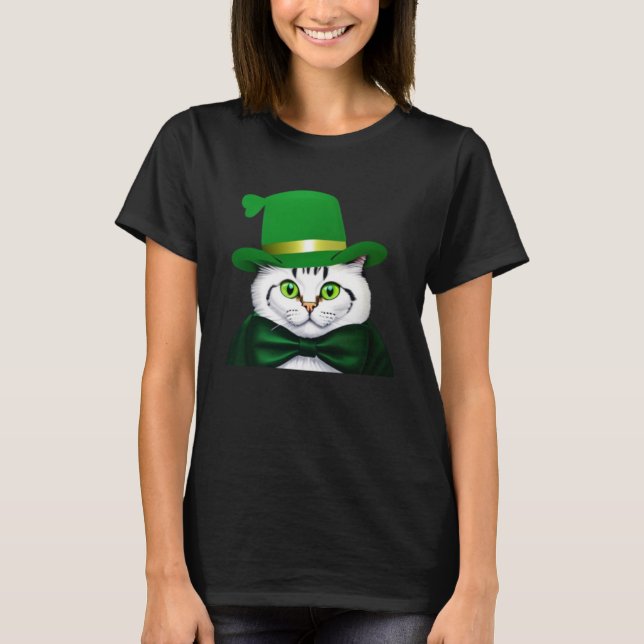 St Patrick s Day Cat  Cute St Paddys Dat Cat T-Shirt (Front)