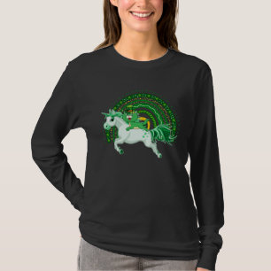 St Patrick s Day Cat Riding Unicorn Cute C Rainbow T-Shirt