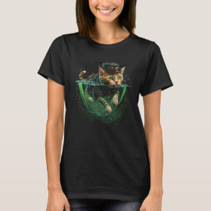 St Patrick s Day Cat Swimming Graphic Men Women T-Shirt