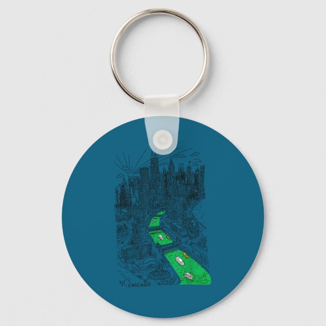 St patrick’s day chicago graphic river green irish key ring (Front)
