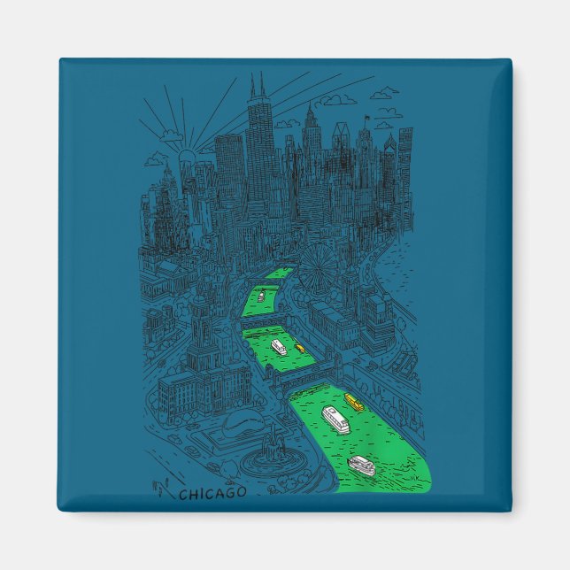 St patrick’s day chicago graphic river green irish magnet (Front)