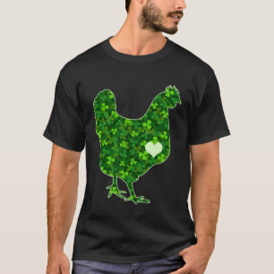 St Patrick s Day Chicken Irish Green Shamrock Hear T-Shirt
