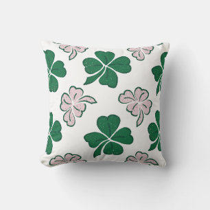 St. Patrick`s day Clover Shamrock Drawing Pattern Cushion