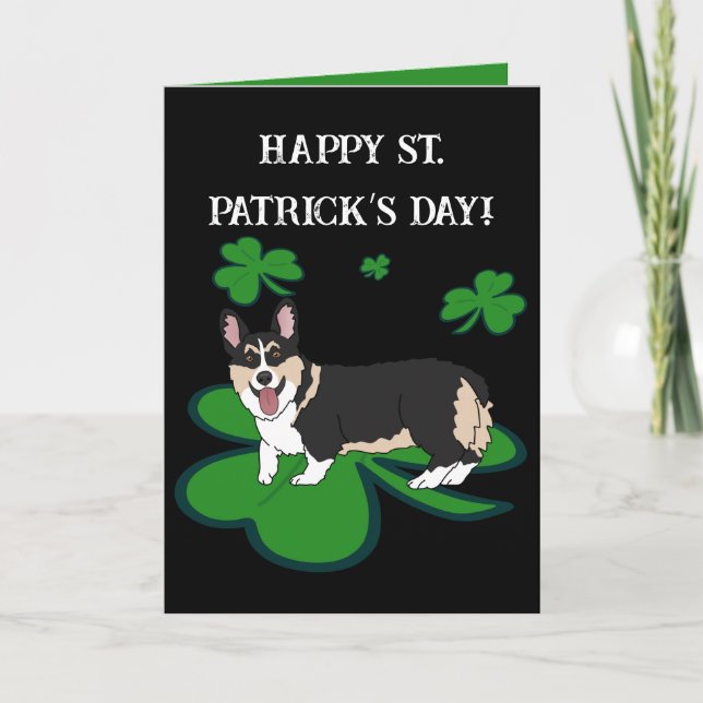 St. Patrick’s Day Corgi Pup  Thank You Card (Front)