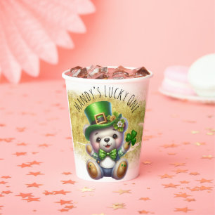 St. Patrick’s Day Cute Bear Green Gold Paper Cups