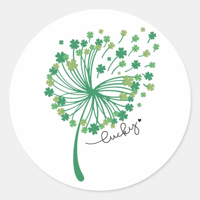 St.Patrick’s Day Dandelion Lucky Classic Round Sticker (Front)
