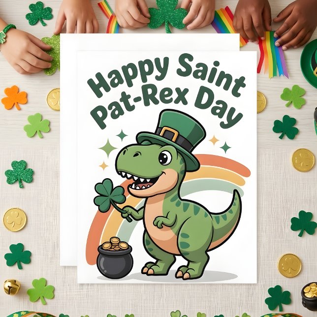 St Patrick’s Day Dinosaur Kids Card (Creator Uploaded)