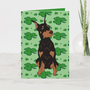 St. Patrick’s Day Doberman Pinscher  Holiday Card