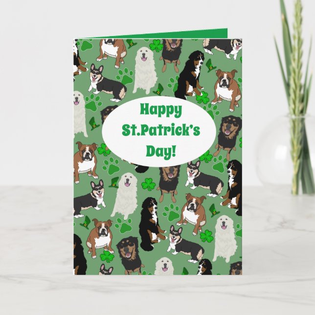 St. Patrick’s Day Dog Pattern Holiday Card (Front)