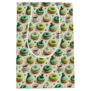 St. Patrick’s Day Donuts & Coffee Watercolor Medium Gift Bag