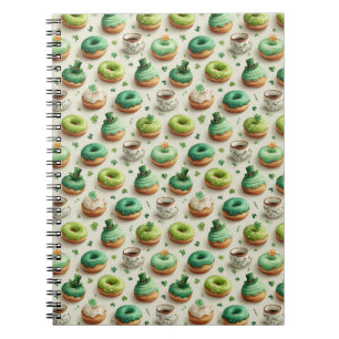 St. Patrick’s Day Donuts & Coffee Watercolor Notebook