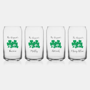 St Patrick’s Day Family Personalised Design  Can Glass