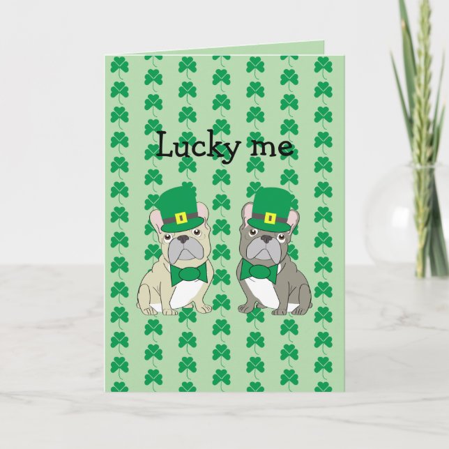 St. Patrick’s Day, French Bulldog  Card (Front)