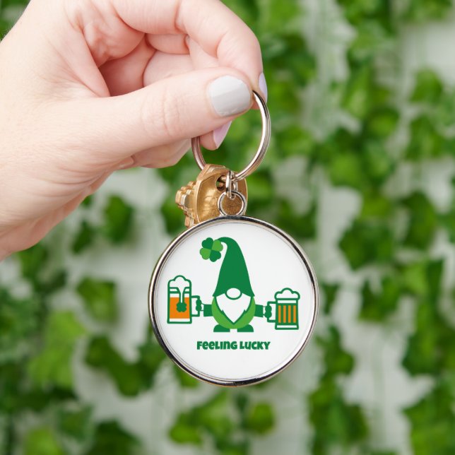 St. Patrick’s Day Gnome with Beer Mug Key Ring (Hand)