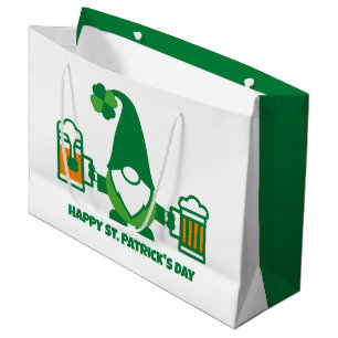 St. Patrick’s Day Gnome with Beer Mug Large Gift Bag