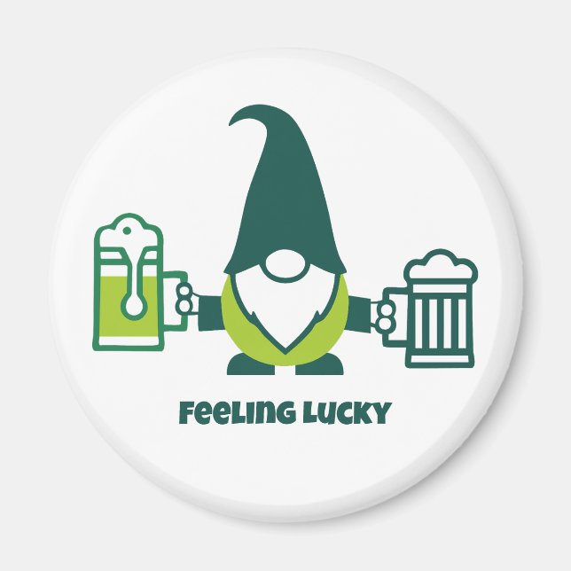 St. Patrick’s Day Gnome with Beer Mug Magnet (Front)
