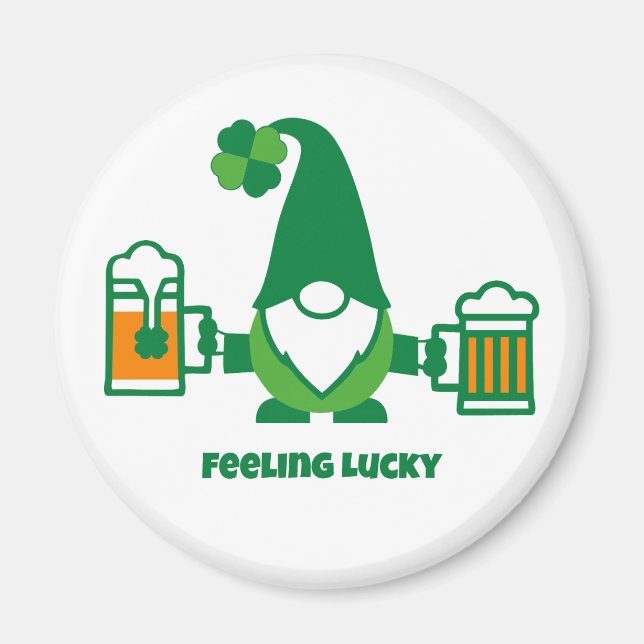 St. Patrick’s Day Gnome with Beer Mug Magnet (Front)