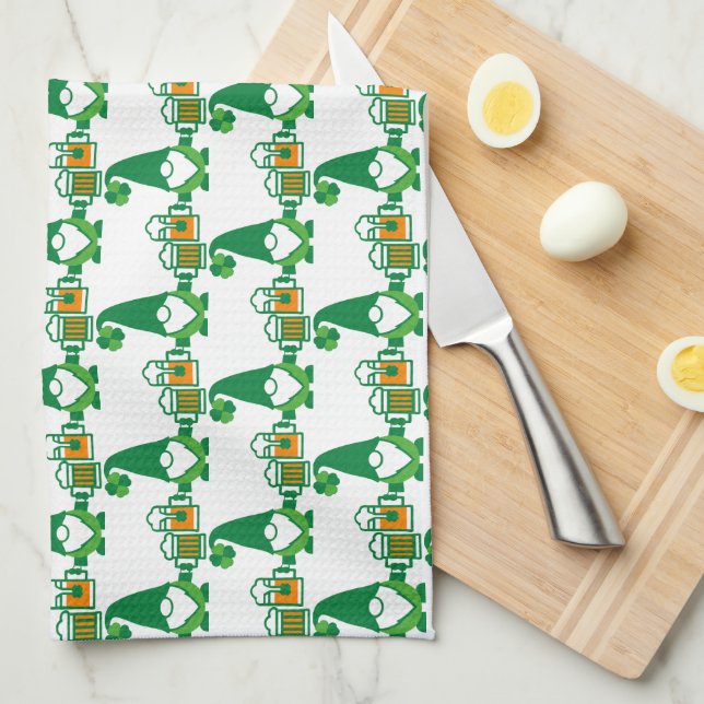 St. Patrick’s Day Gnome with Beer Mug Tea Towel (Quarter Fold)