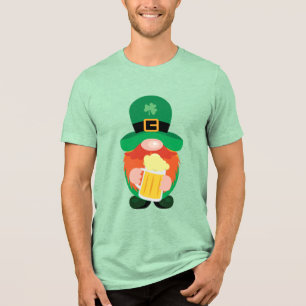 St. Patrick’s Day Gnome with Beer Tri-Blend Shirt