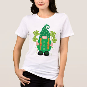 St. Patrick’s Day Gnome with Shamrocks Tri-Blend Shirt