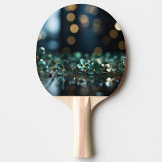 ☘️ St. Patrick’s Day Gold Bokeh & Clovers Ping Pong Paddle