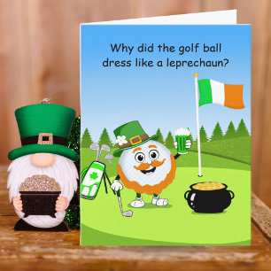 St. Patrick’s Day Golf Ball Leprechaun Riddle Card