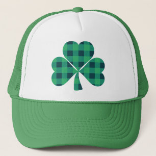 St. Patrick’s day   green plaid clover    Trucker Hat