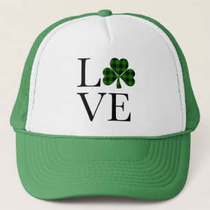 St. Patrick’s day   Green plaid shamrock  Trucker Hat