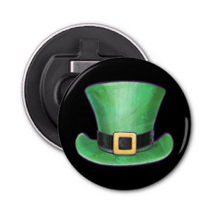 St Patrick’s Day Green Top Hat on Black Bottle Opener
