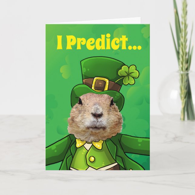St. Patrick’s Day Groundhog Party Animal Card (Front)