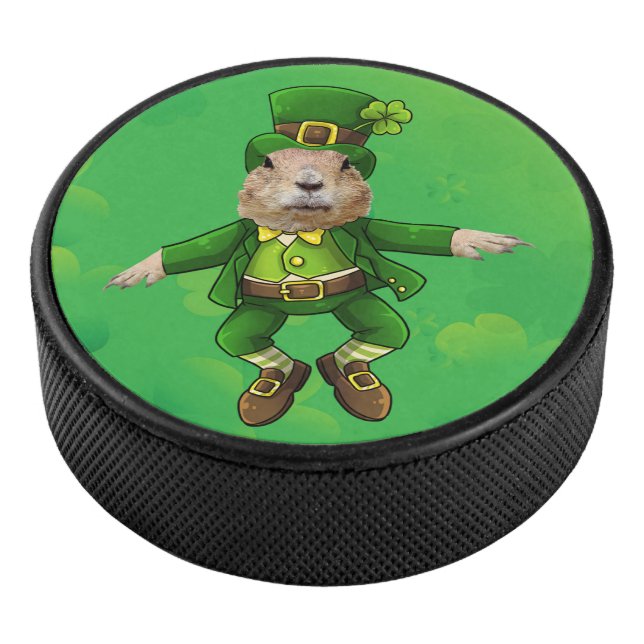 St. Patrick’s Day Groundhog Party Animal Hockey Puck (3/4)