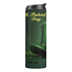 St. Patrick’s Day Hat and Shamrock Design Thermal Tumbler