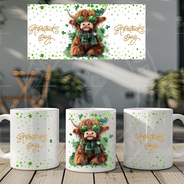 St. Patrick’s Day Highland Cow Mug – 11oz & 15oz  (Creator Uploaded)