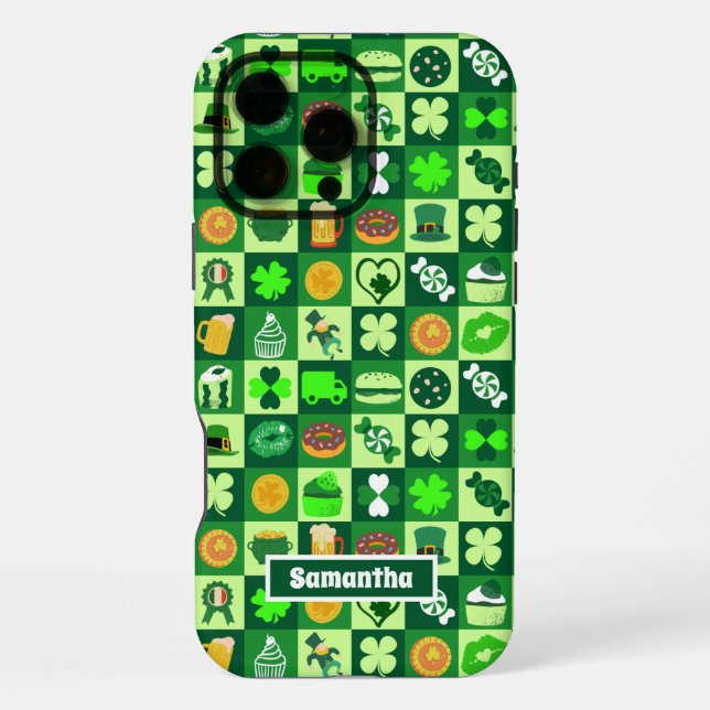St. Patrick’s Day Icons Seamless Pattern iPhone Case (Back)