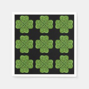 St. Patrick’s day, Irish green glittering clover Napkin