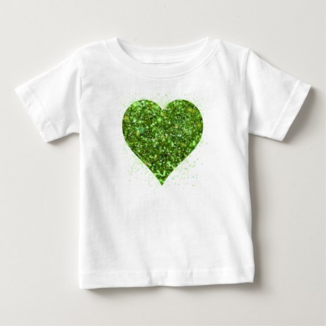St. Patrick’s day, Irish green glittering heart Baby T-Shirt (Front)