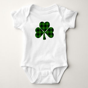 St. Patrick’s day, Irish green plaid shamrock Baby Bodysuit