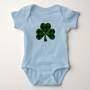 St. Patrick’s day, Irish green plaid shamrock Baby Bodysuit