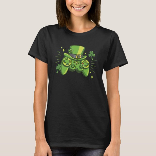 St Patrick`s Day Irish Luck Fun C leaf Gamepad wit T-Shirt (Front)