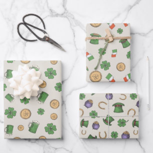 St. Patrick’s Day Irish Wrapping Paper Set of 3